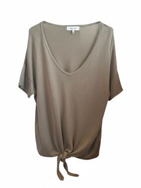 Anthropologie John + Jenn Olive Short Sleeve V-Neck Top